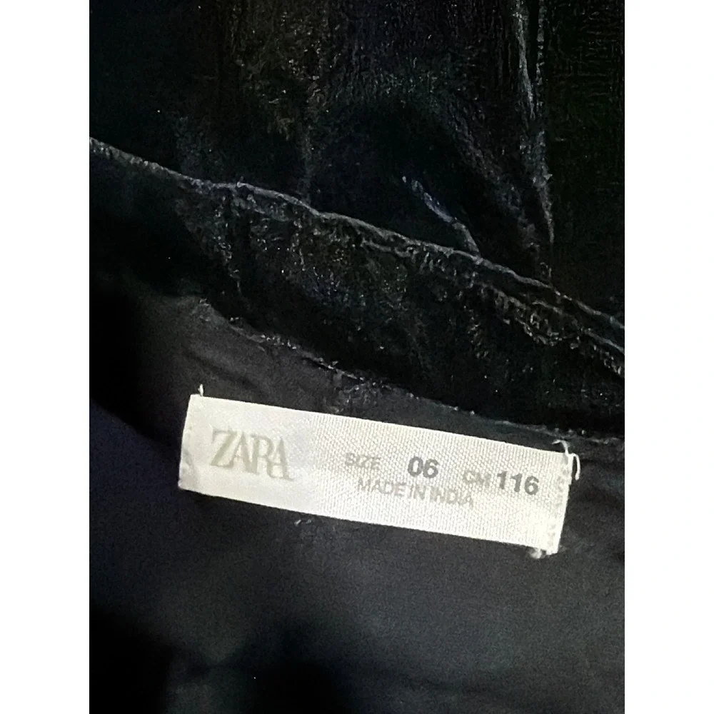Zara Velvet Shorts Girls 6 Black Silver Beaded Embroidered Coquette EUC